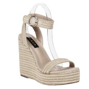 🆕 Bloomingdale's AQUA Sally espadrille Raffia platform wedge sandal size 9.5